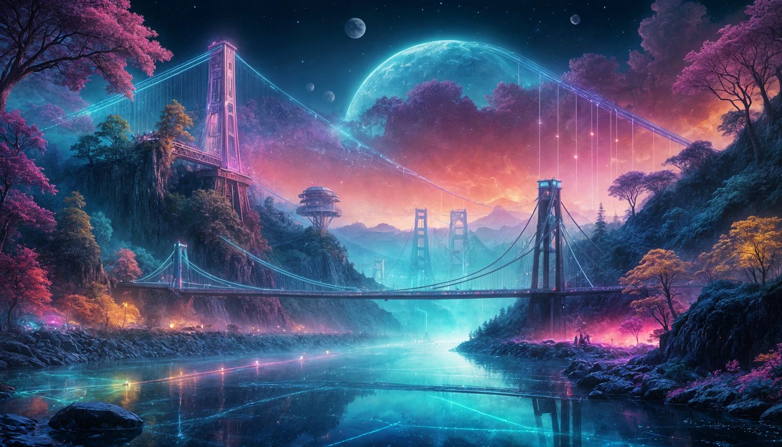 A futuristic suspension bridge  by @Susan