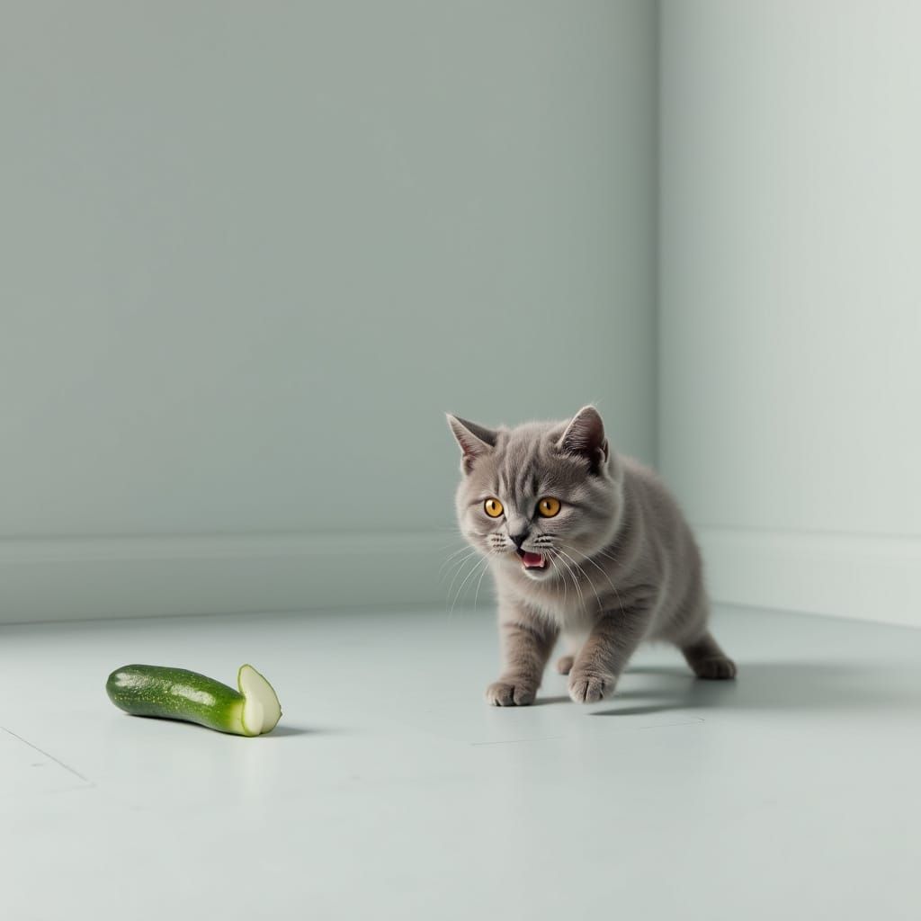 cat and cucumber