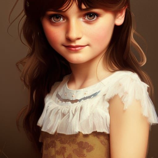 A six year old daughter with dark brown hair and light brown eyes