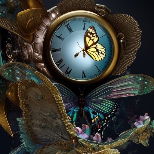 Butterfly on a pocket watch