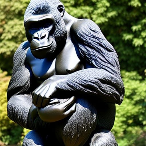 Bronze statue of a gorilla