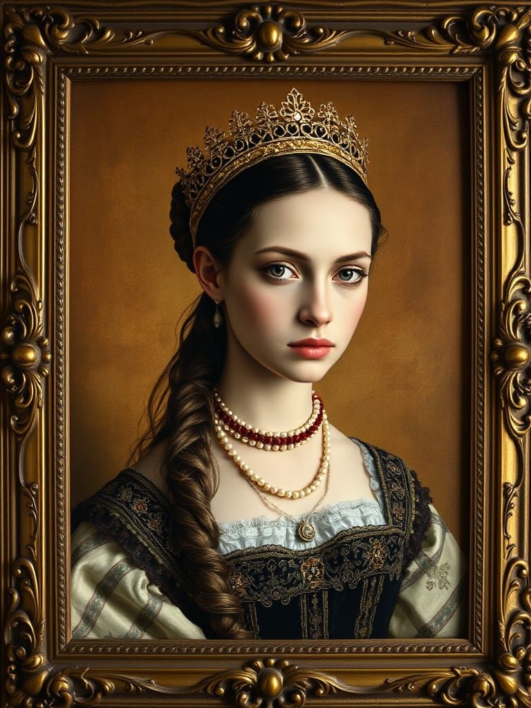 Renaissance Princess in Antique Gold Frame