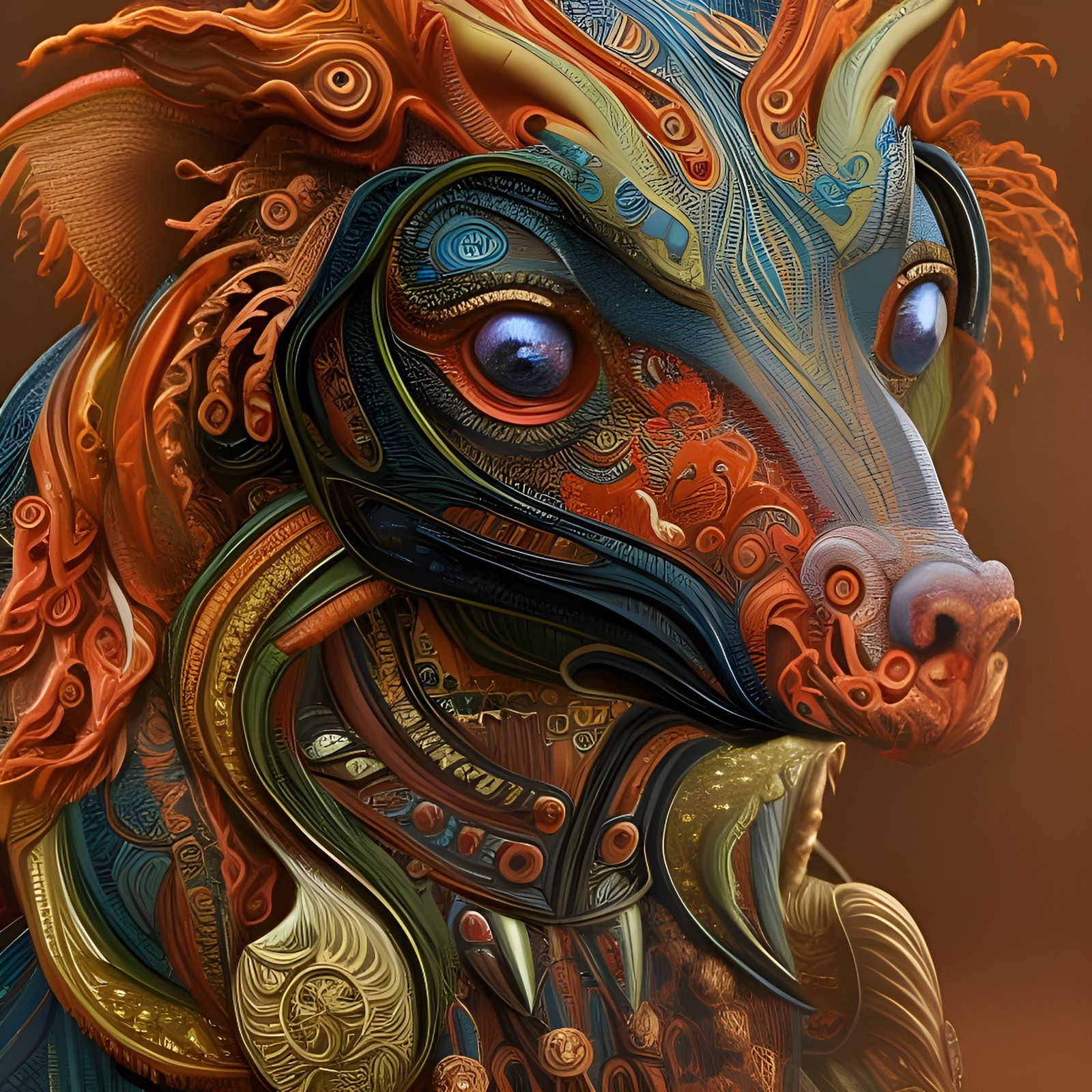 Detailed Vibrant Dog Portrait in Maximalist Style