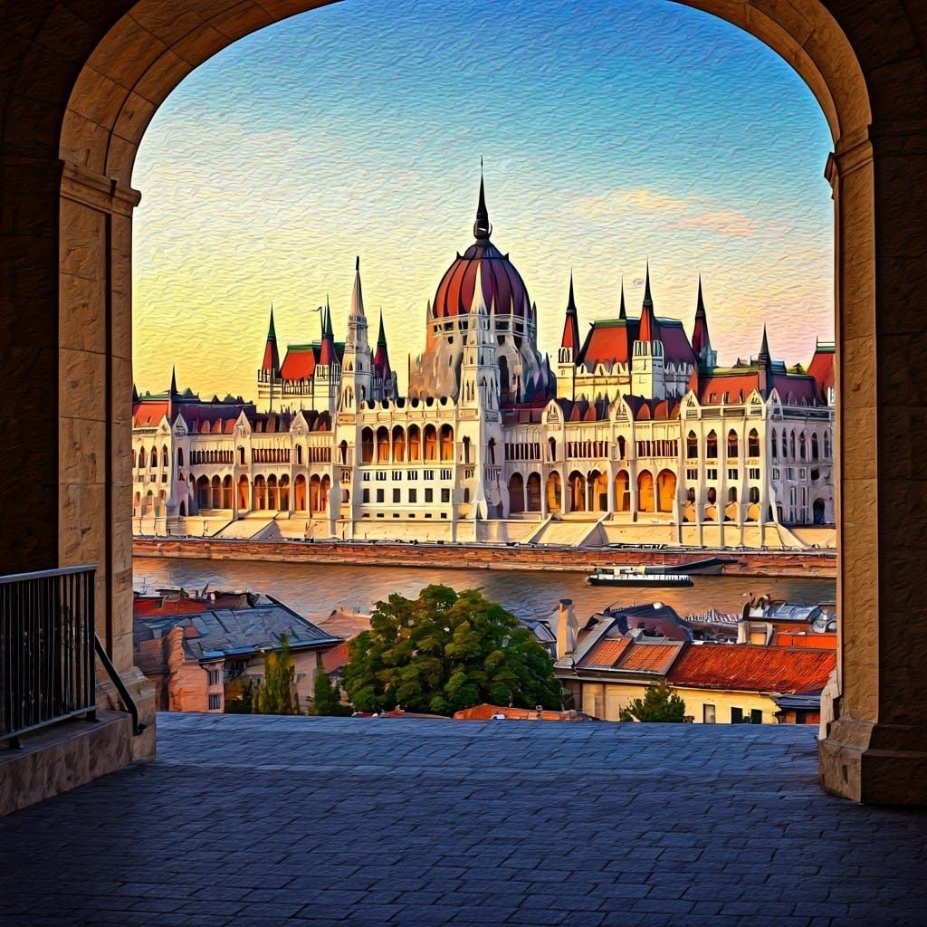 Budapest at Dusk in Romantic Era Style