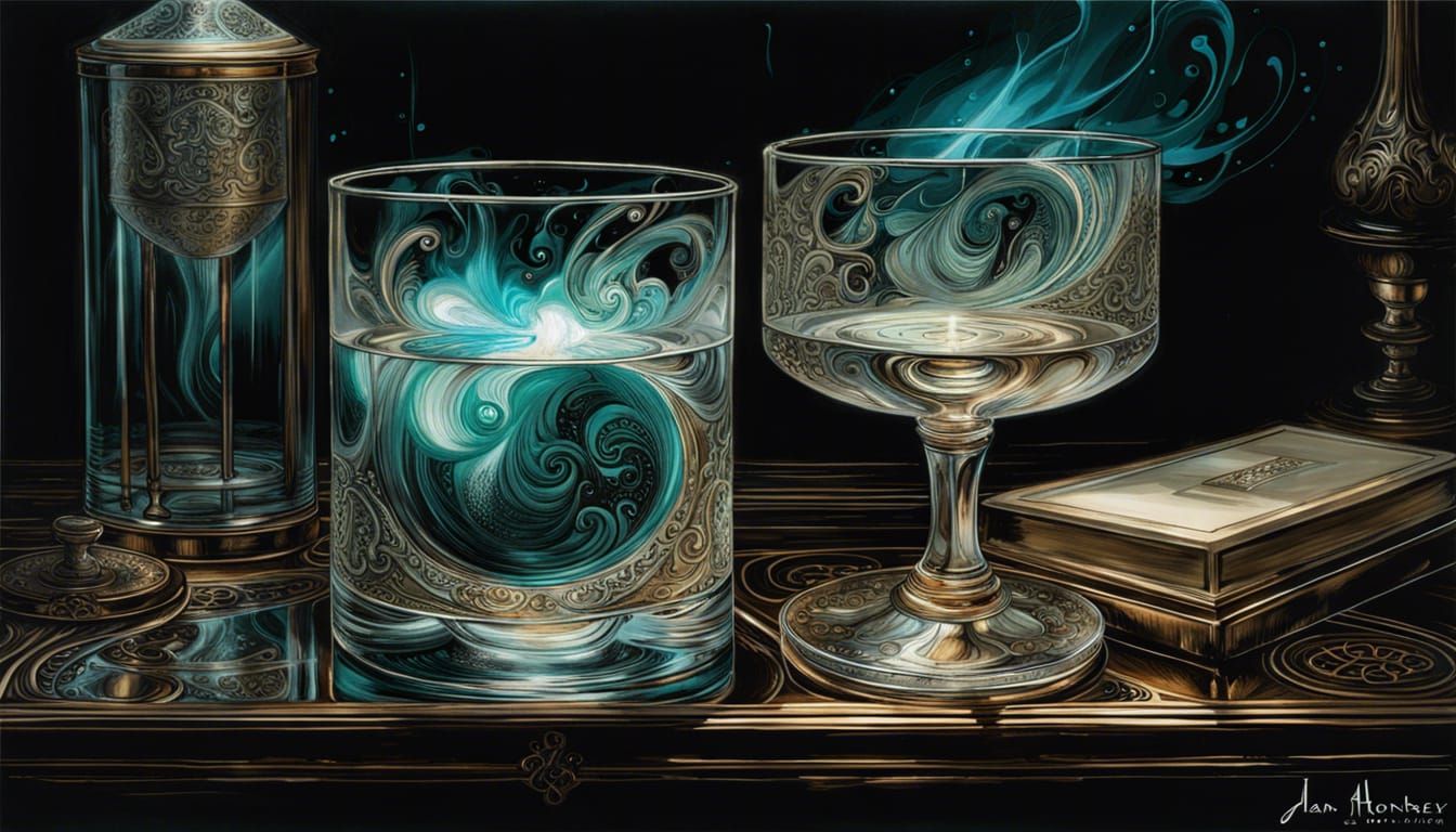 Soul glass Aurora Magic flow light: ink flow: photorealistic...