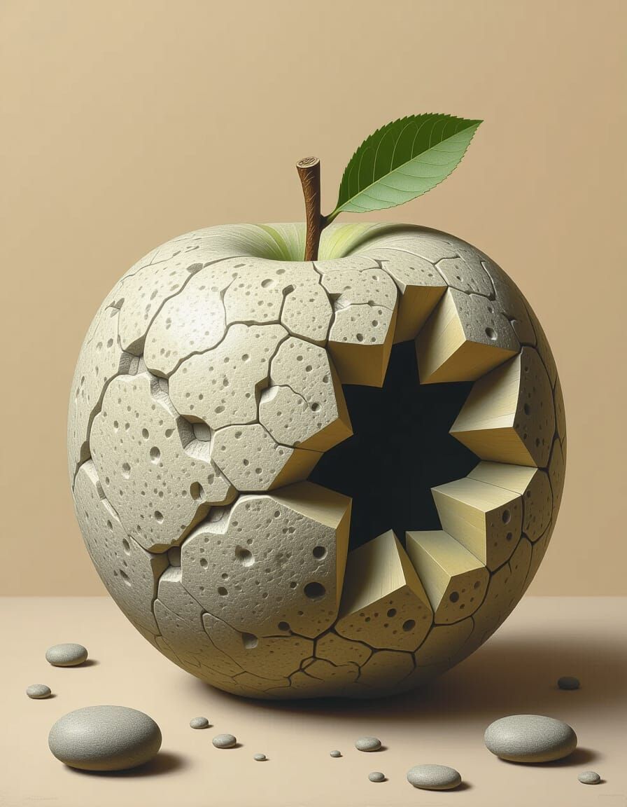 Apple made from stone  by @Magic Flower