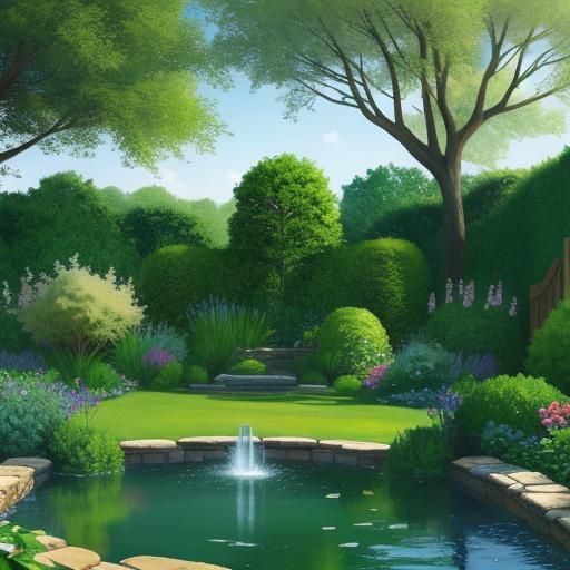 A Peaceful Garden, with water, missing any trees