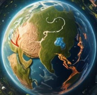 earth from outer space  before life evolution 