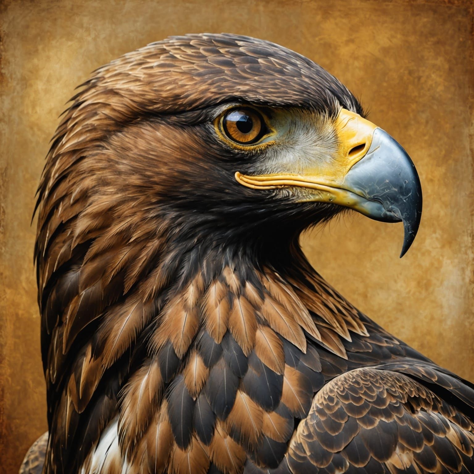 fotorealistic head Profile of a golden eagle.
background pai...