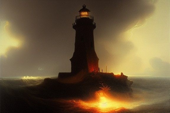 Burning lighthouse