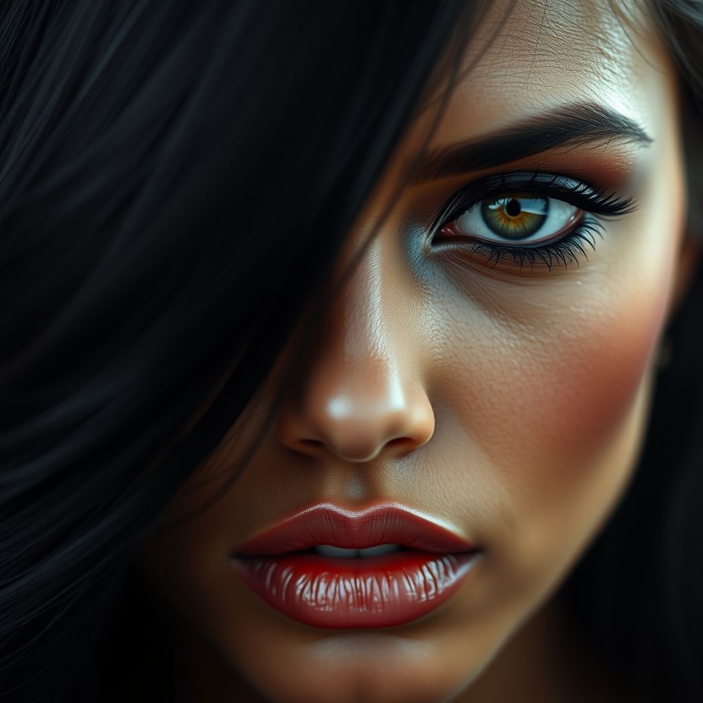 A close-up portrait of a woman