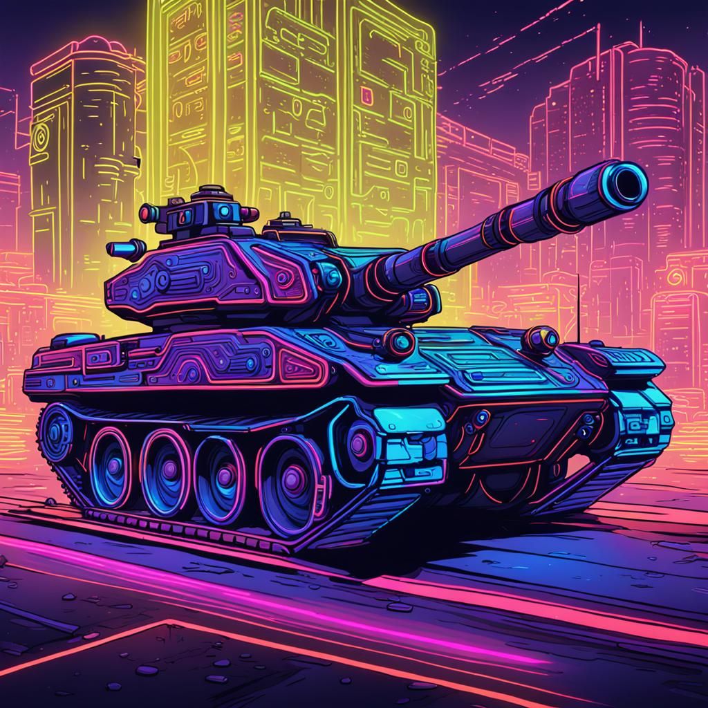 Neon line drawing of neon tanks