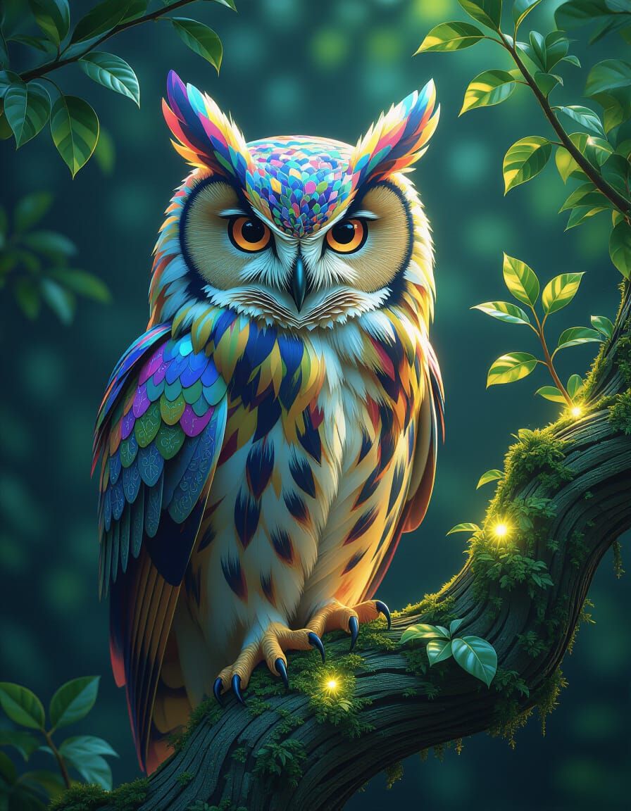 Shapeshifting Owl on Emerald Tree, Concept Art