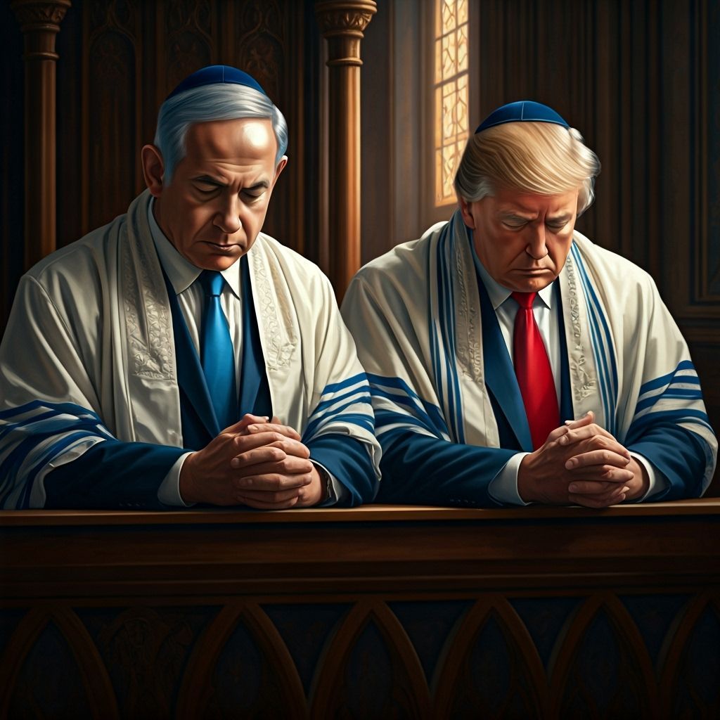 Netanyahu and Trump Praying in Synagogue