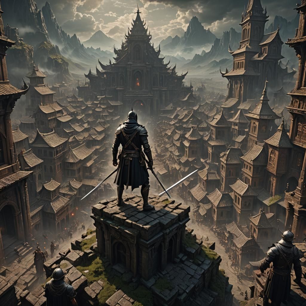 a demonize of a swordman Epic cinematic brilliant stunning i...