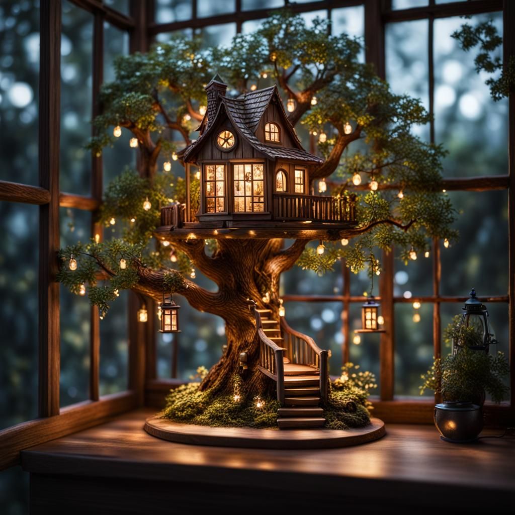 Miniature Tree House - AI Generated Artwork - NightCafe Creator