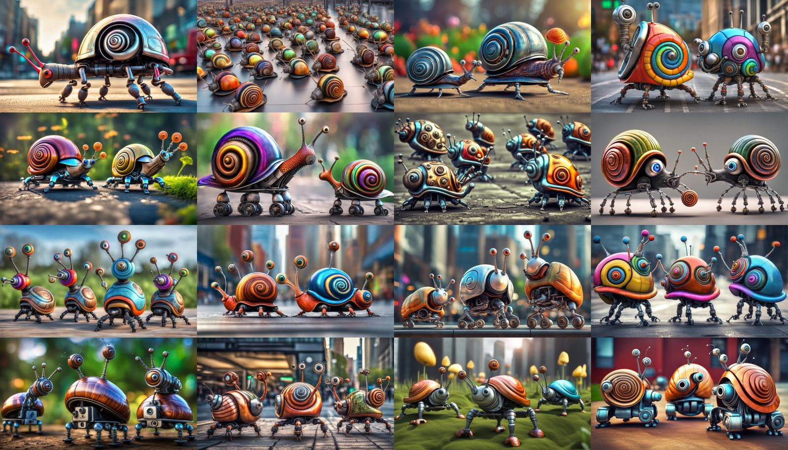 Several slimy snail robots ai generated artwork nightcafe creator