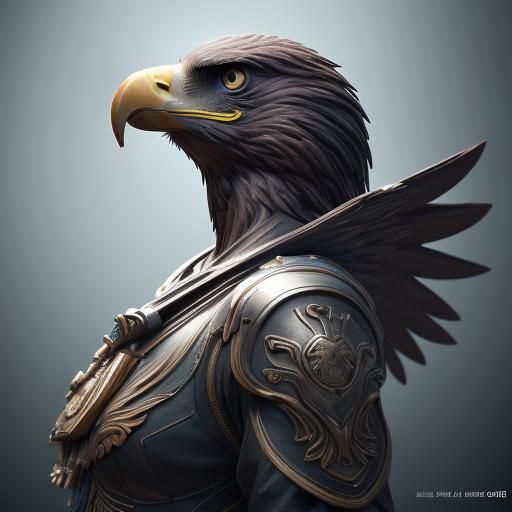 Eagle Sculpture Concept Art in Hyperrealistic Style