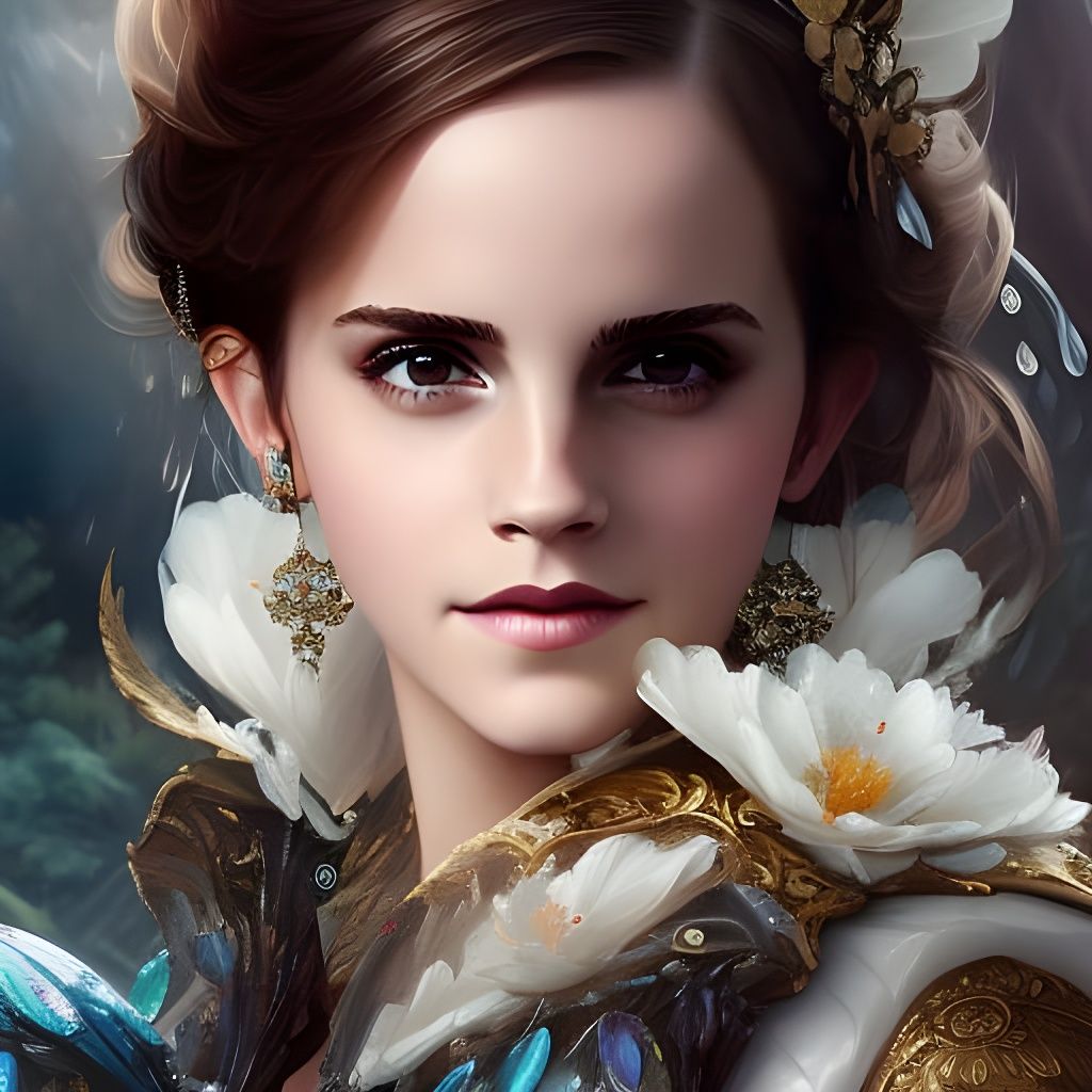 Emma Watson flowers portrait - AI Generated Artwork - NightCafe Creator