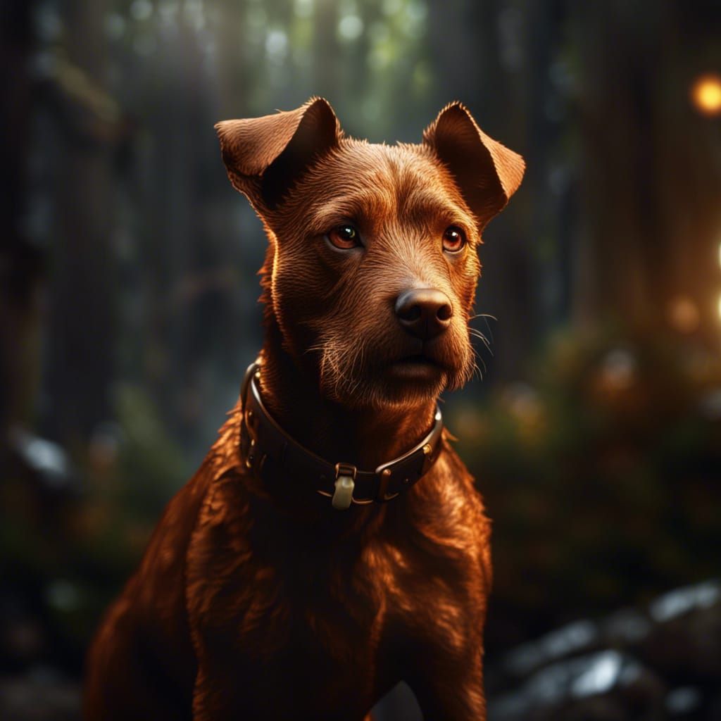 Ginger Patterdale Terrier with white flash on nose and chest
