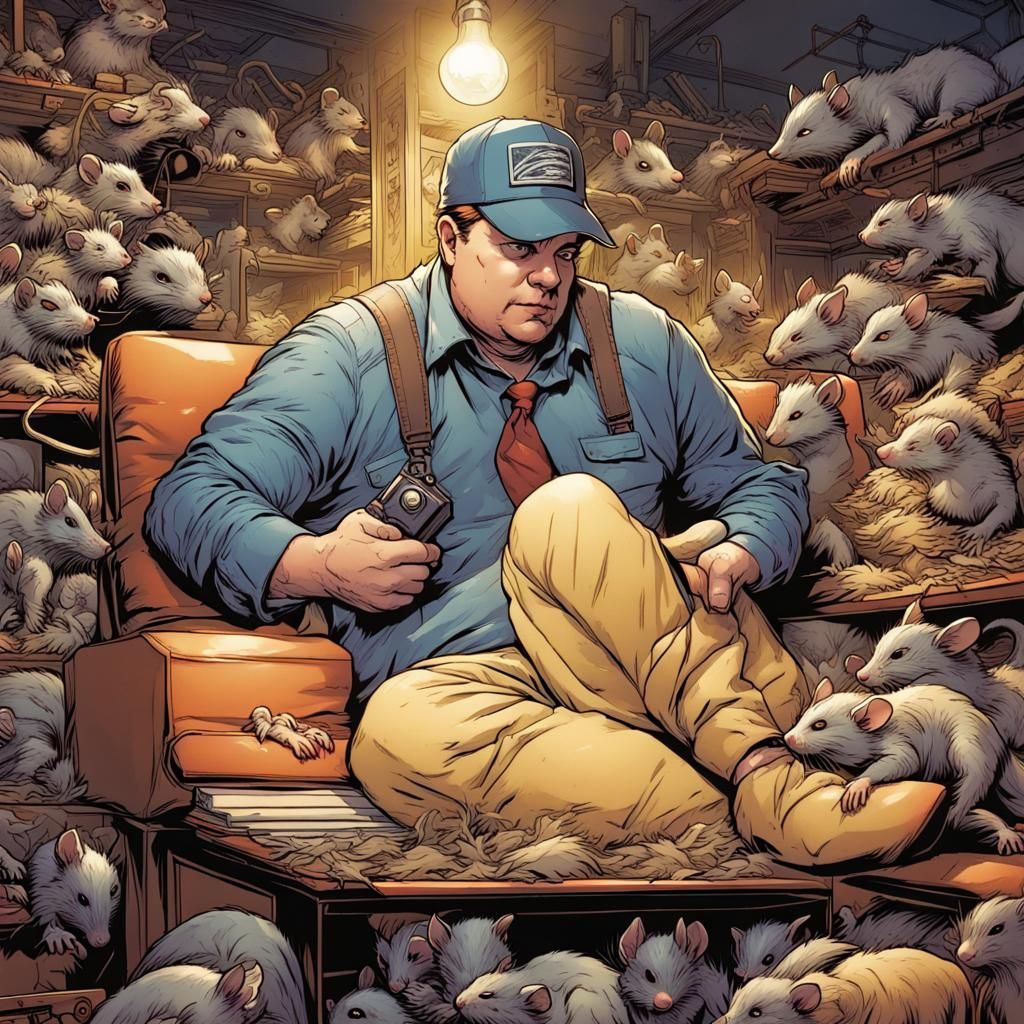 City Under Siege: Rat Invasion in Comic Book Style