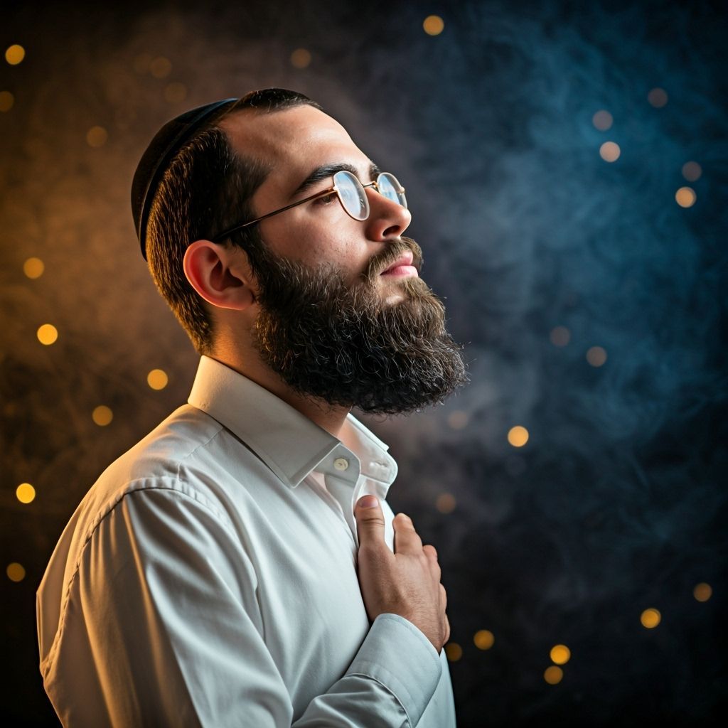 Orthodox Jewish Student Praying in Mystical Setting