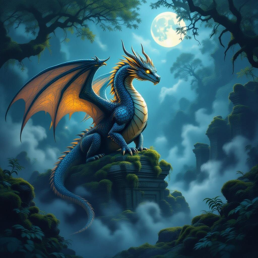 A lone wolf, its fur dusted with stardust, stands on the precipice of a colossal, crumbling alien citadel. The sky above is a swirling nebul...