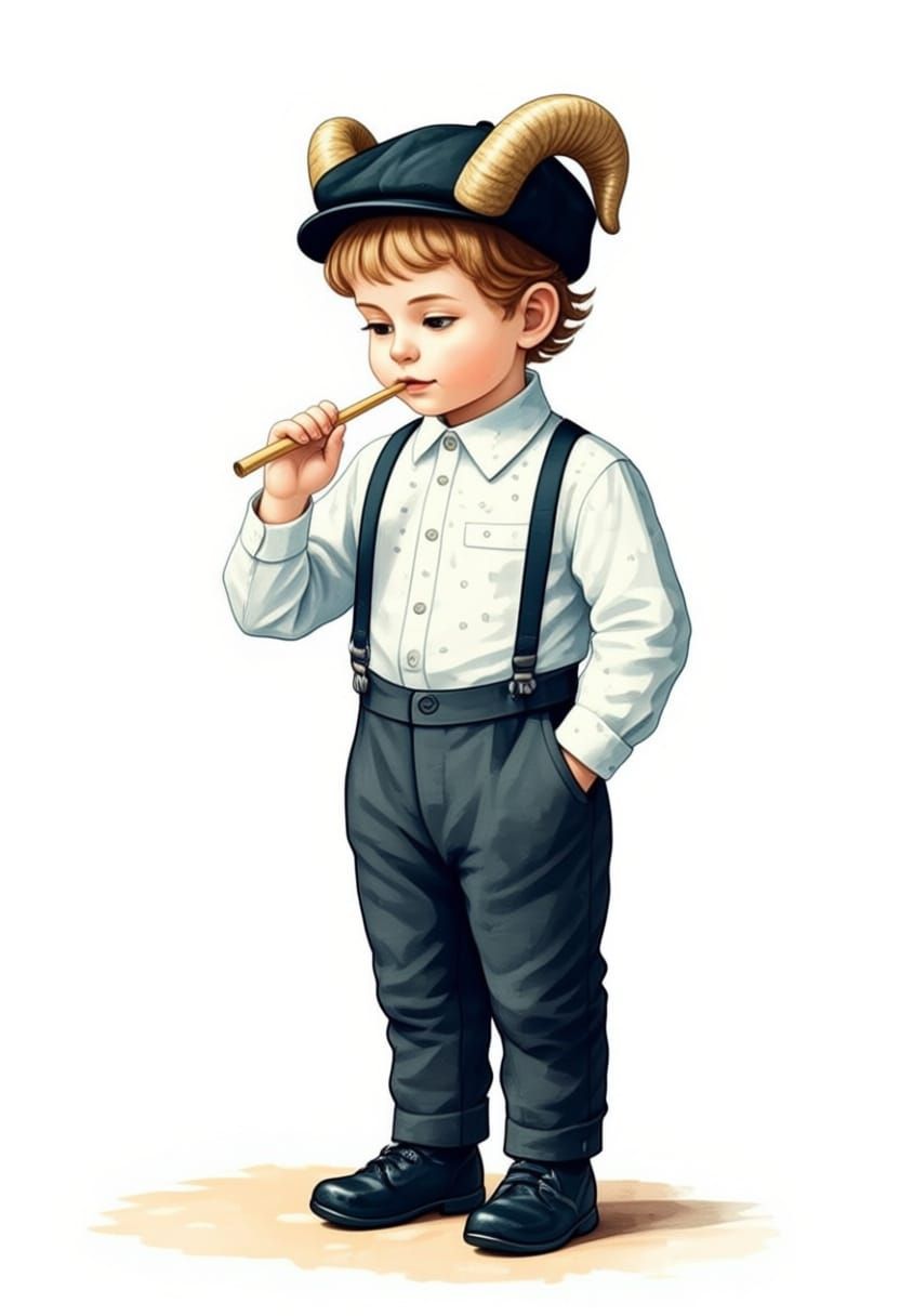 Watercolor of Boy Donating to Charity