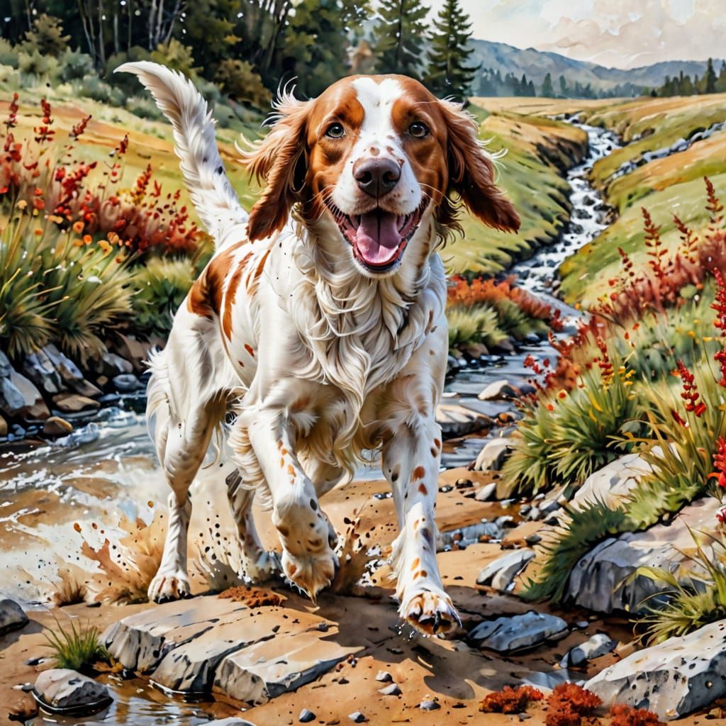 (4 likes) English Setter on the move  by @fadelightly 