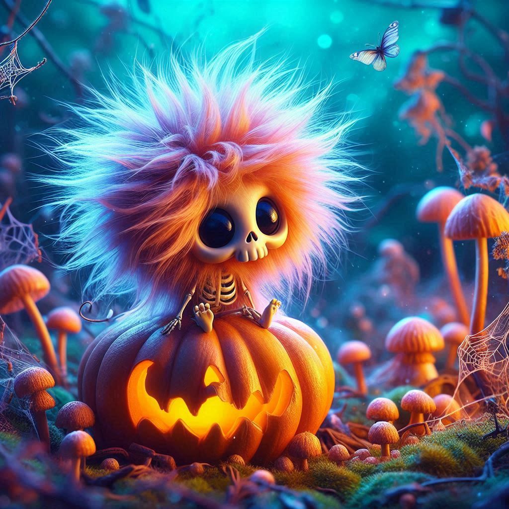 Skeletal Figure on Pumpkin