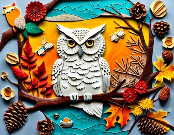 Collage: White Owl   by @DDegas