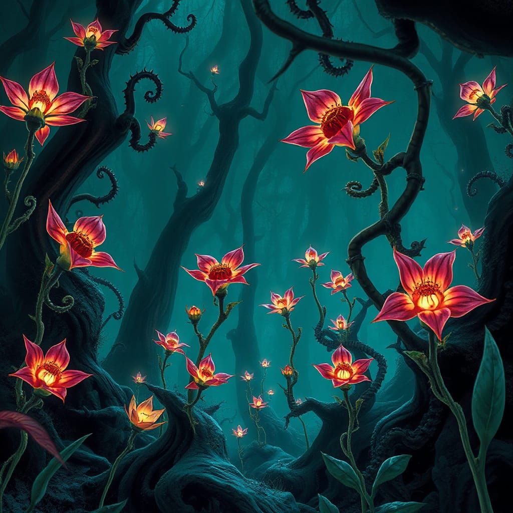 Ethereal Glow Illuminates Bioluminescent Forest