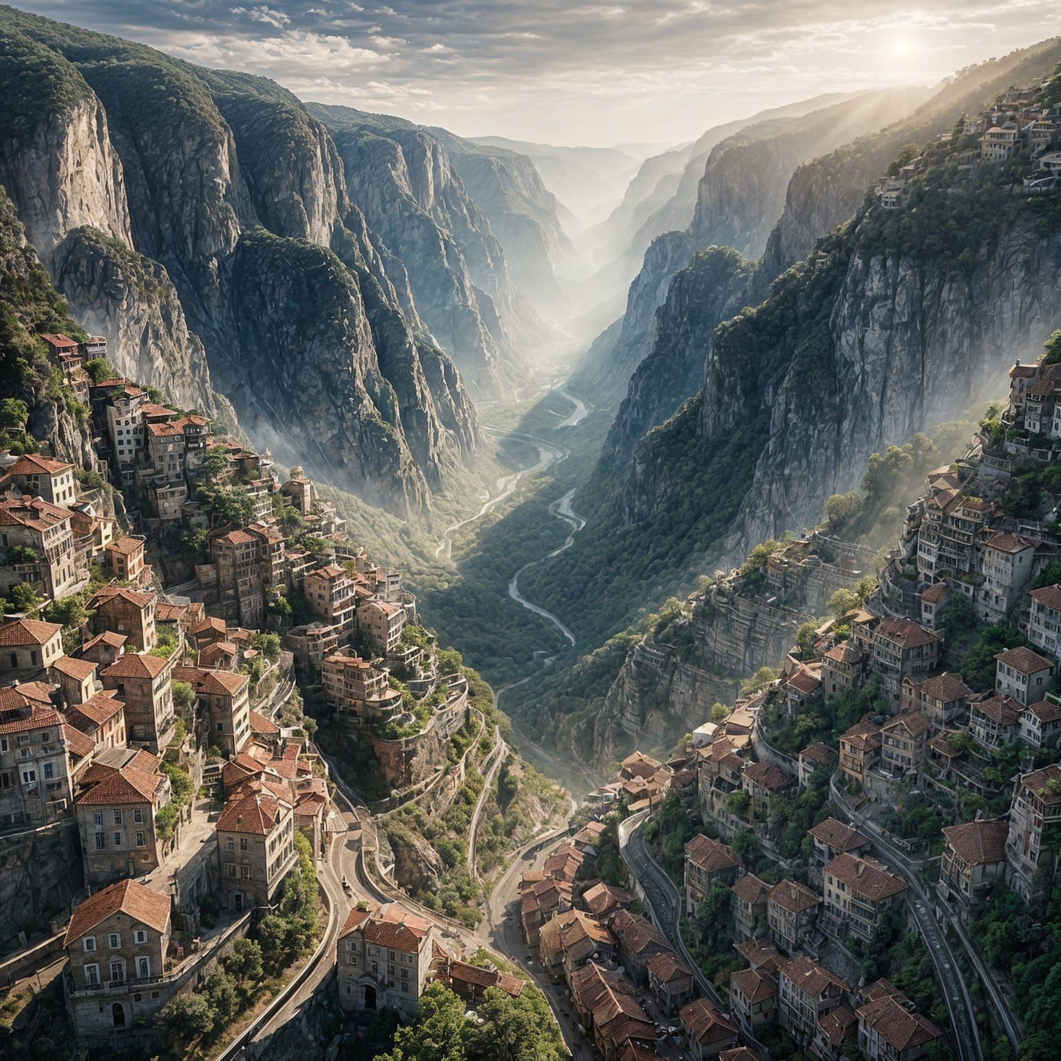Breathtaking Valley Cityscape from Above in 8k