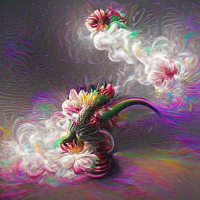 Dragon lights smoke flowers 8K 3D