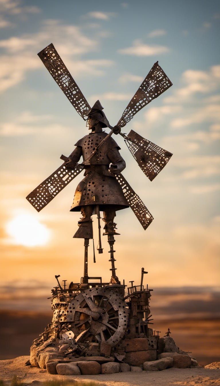 Don Quixote, scrap metal and bolts.