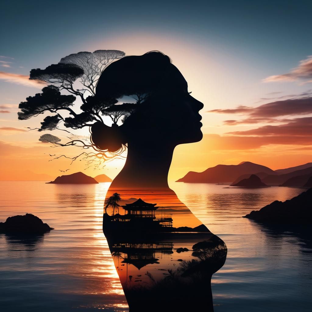 "Create a stunning double exposure masterpiece in high quality, 8K Ultra HD resolution. Envision a captivating ...  by @RDP72