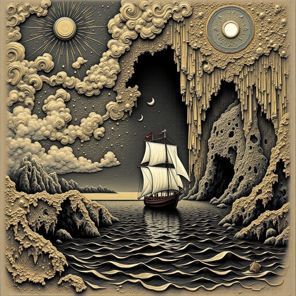 Majestic Clipper Ship Sailing Through Cinematic Clouds