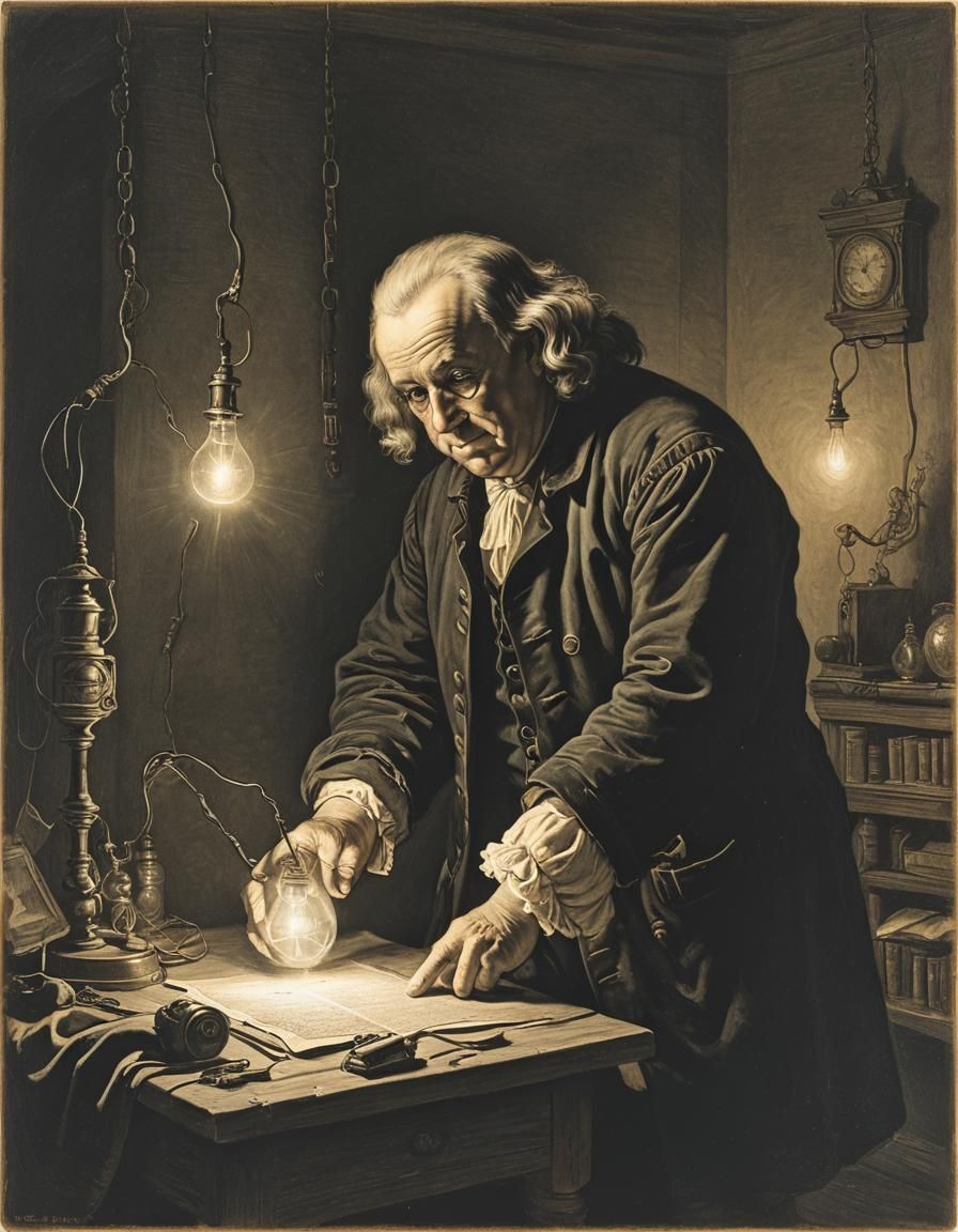 American realism	::	The discovery of electricity by Benjamin...