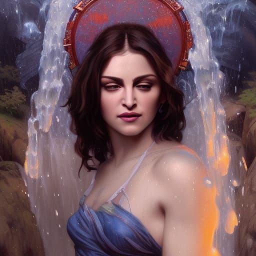 Madonna under a waterfall