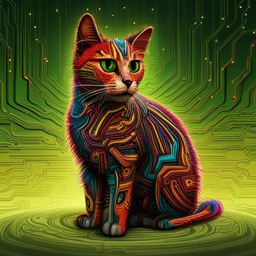 A cat made out of circuit boards - AI Generated Artwork - NightCafe Creator