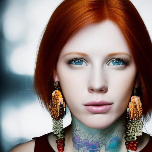 A Beautiful Tattooed Redhead American With Atlanta Chinese Brown Eyes