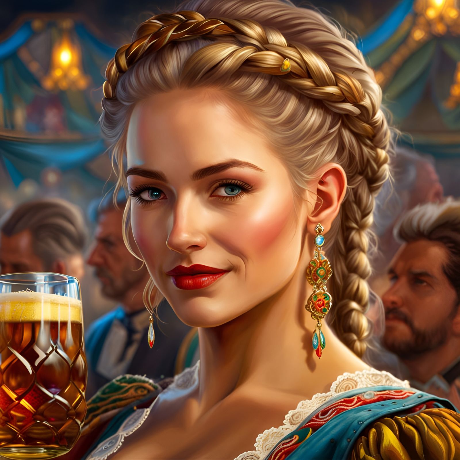 Beautiful Woman with Gorgeous Braided Hair at the Oktoberfes...