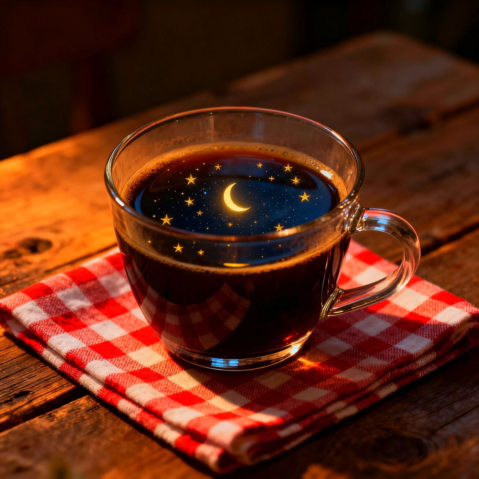 Surreal Coffee Cup With Night Sky Double Exposure