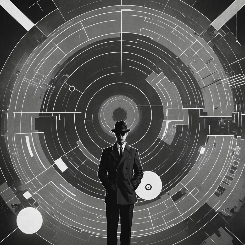 A fake Album Cover for an Electro Jazz Band Neon Noir of a d...