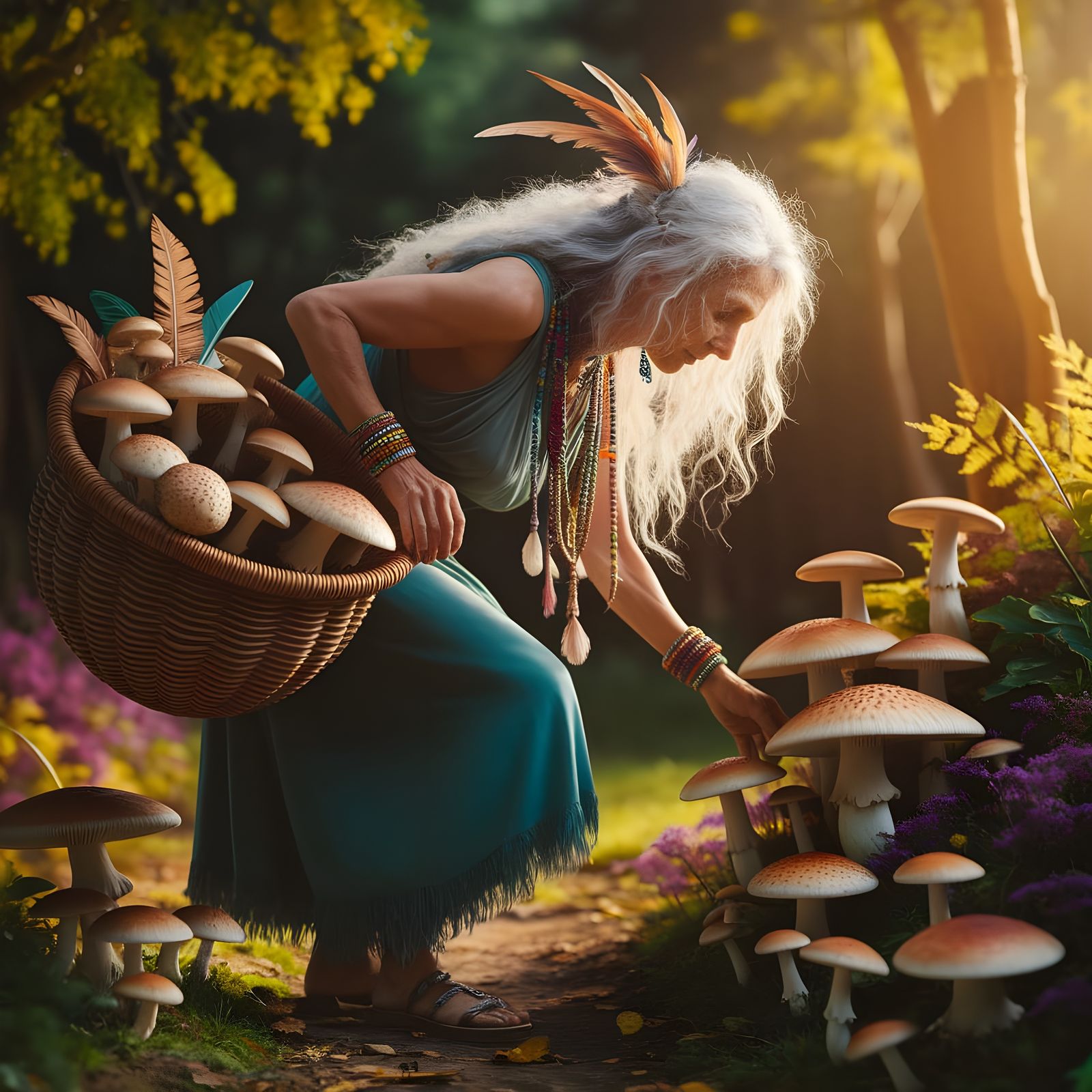 Picking mushrooms   by @KB