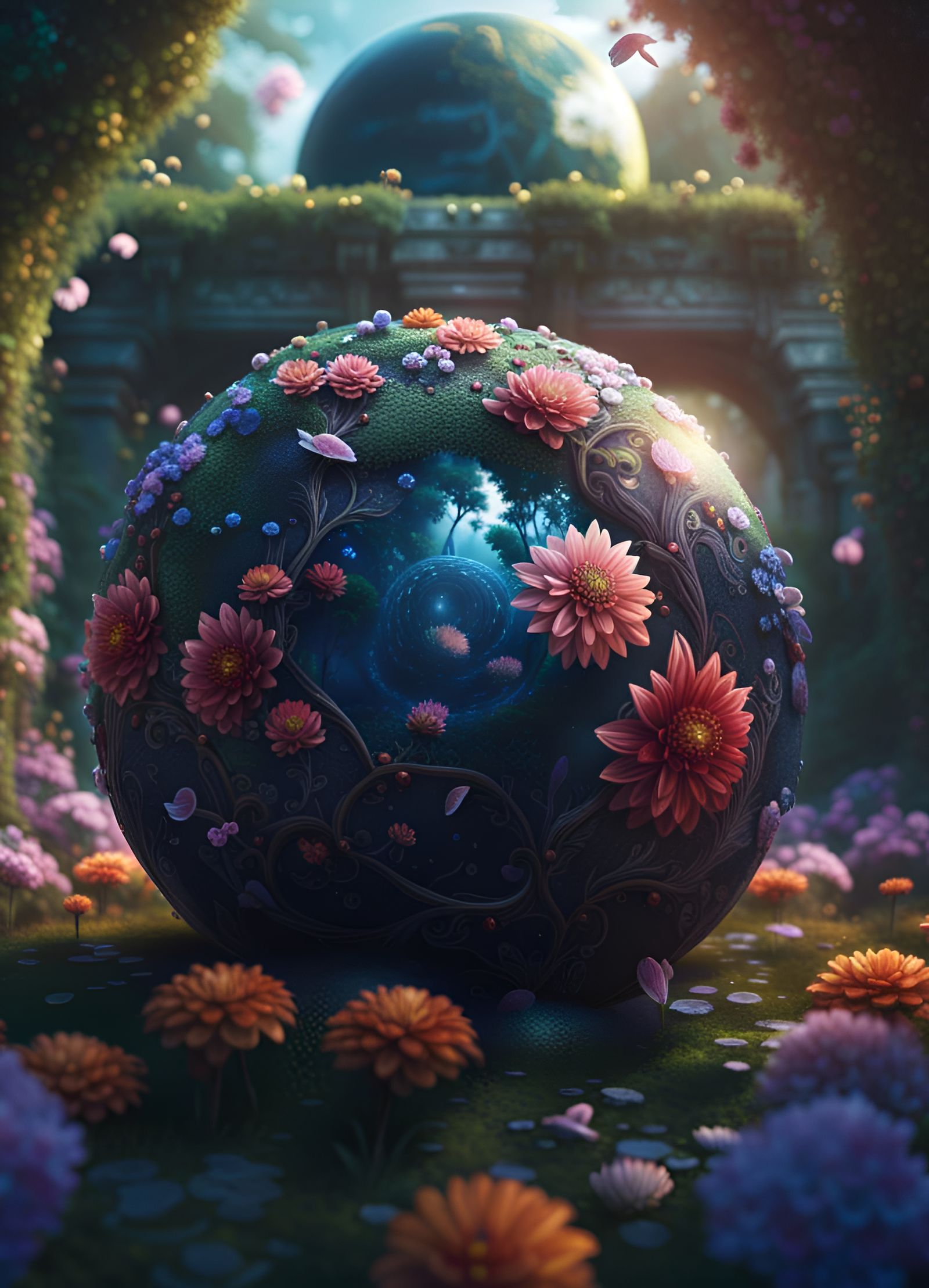 Magical Flower Essence Sphere in Secret Garden