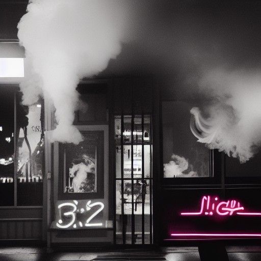 Midnight in the club; neon, smoke, youth, beauty