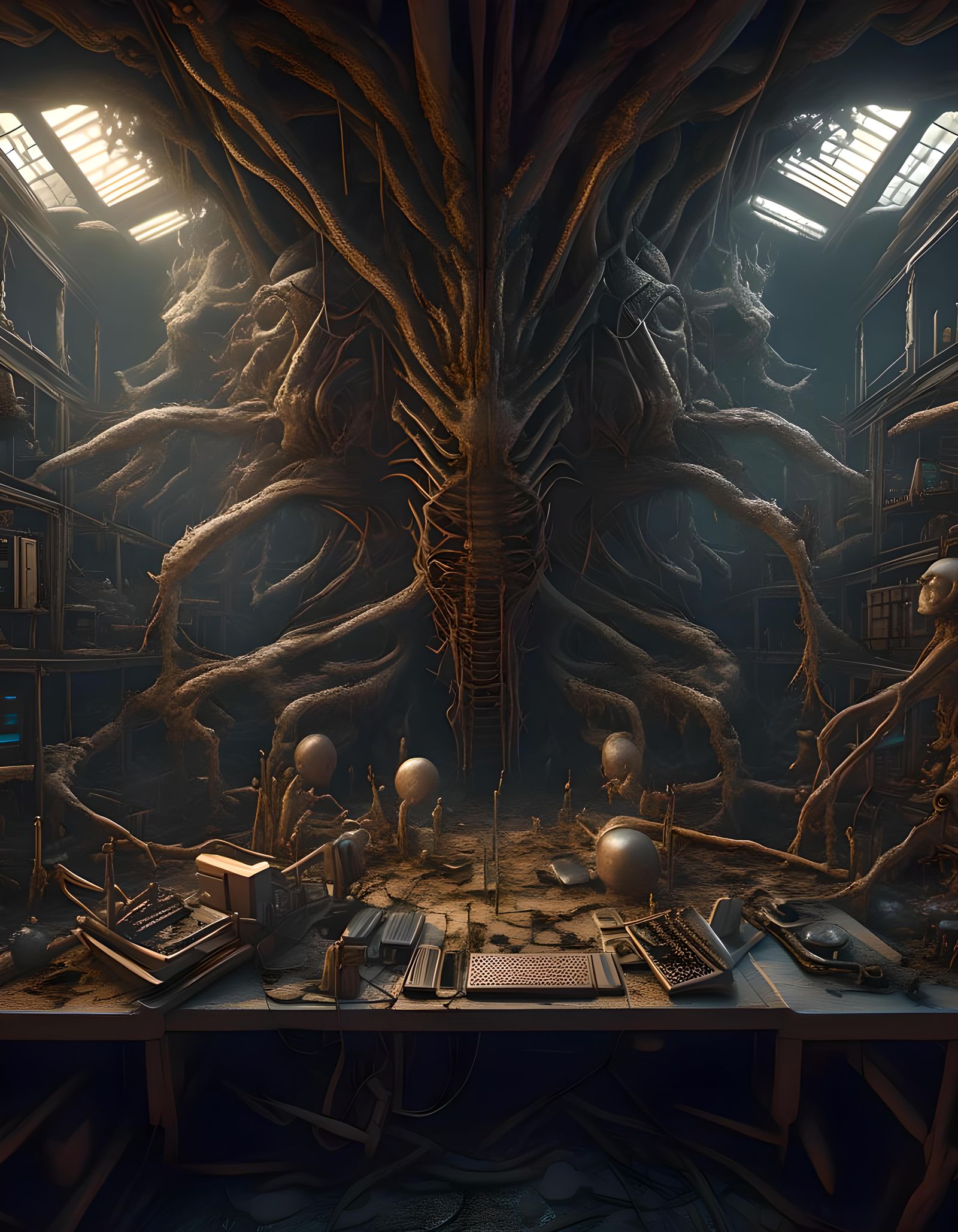 Void engine in a strange bio-organic laboratory.