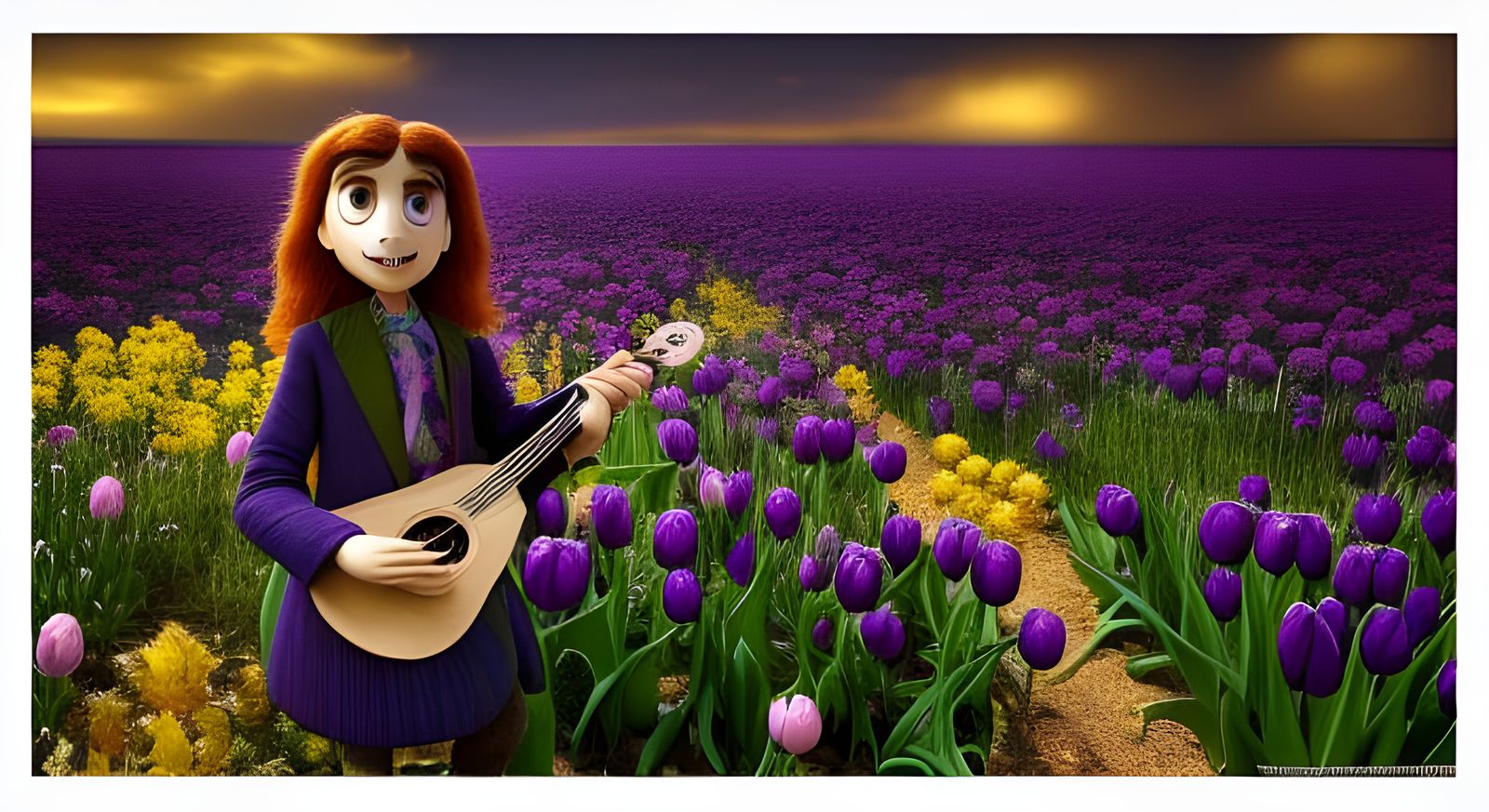 Tiny Tim Tiptoeing Through The Tulips AI Generated Artwork