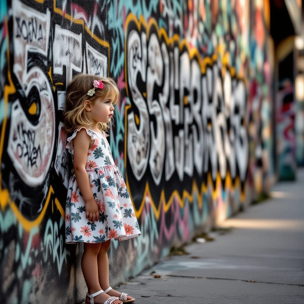 Photorealistic Girl Poses By Opulent Graffiti Wall